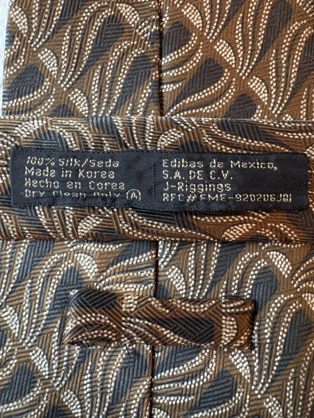 Vintage Hunting Horn by J. Riggins 100% Silk Tie - Brown & Gold Geometric